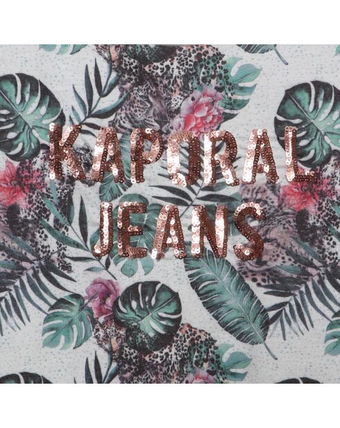 Top Jyvee con estampado tropical blanco/verde/negro