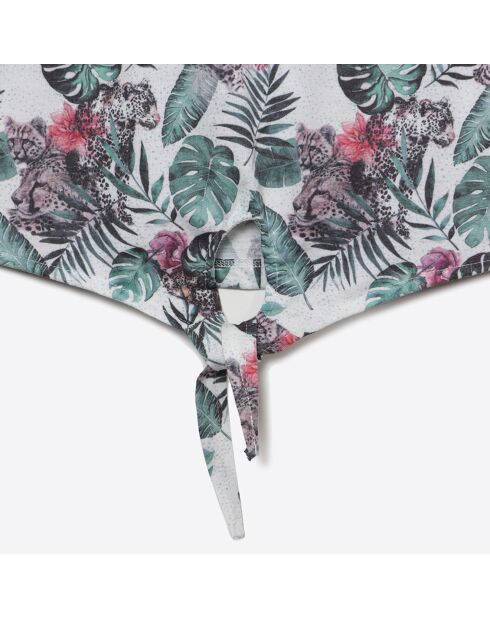 Top Jyvee con estampado tropical blanco/verde/negro