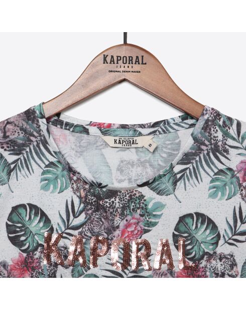 Top Jyvee con estampado tropical blanco/verde/negro