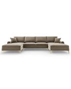 Canapé Panoramique Velvet 6 places Madara beige - 334x182x90 cm