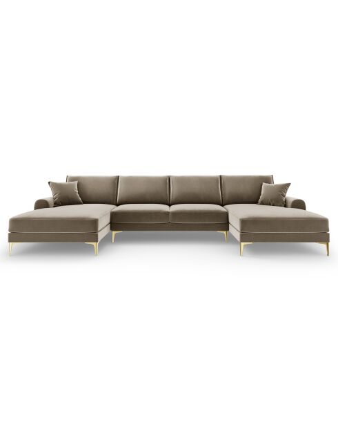 Canapé Panoramique Velvet 6 places Madara beige - 334x182x90 cm