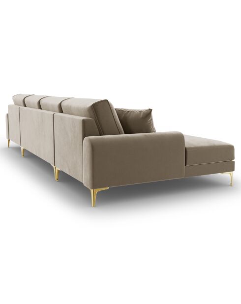 Canapé Panoramique Velvet 6 places Madara beige - 334x182x90 cm