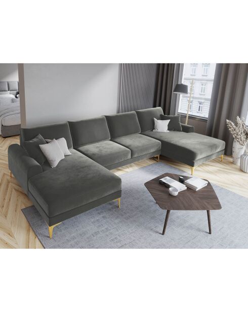 Canapé Panoramique Velvet 6 places Madara beige - 334x182x90 cm