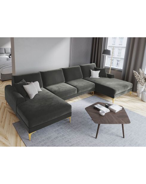 Canapé Panoramique Velvet 6 places Madara beige - 334x182x90 cm