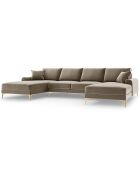 Canapé Panoramique Velvet 6 places Madara beige - 334x182x90 cm