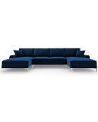 Canapé Panoramique Velvet 6 places Madara bleu roi - 334x182x90 cm