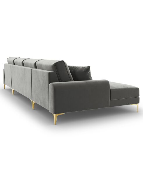 Canapé Panoramique Velvet 6 places Madara gris - 334x182x90 cm