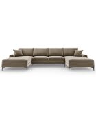 6-Sitzer-Panoramasofa aus Samt Madarabeige - 334x182x90 cm