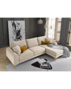 Canapé d'angle droit 5 places Madara beige - 254x182x90 cm