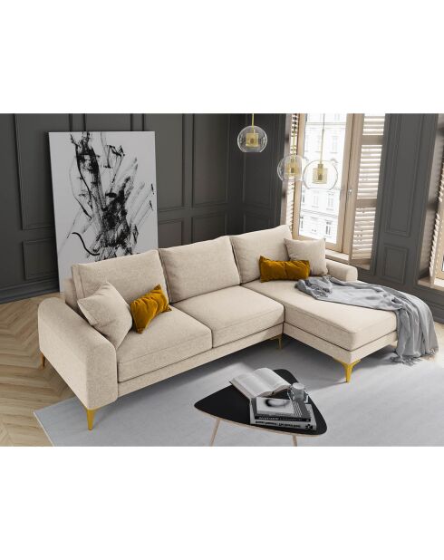 Canapé d'angle droit 5 places Madara beige - 254x182x90 cm