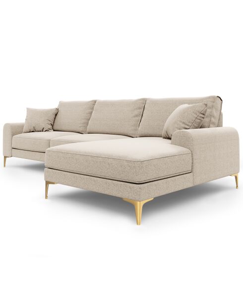 Canapé d'angle droit 5 places Madara beige - 254x182x90 cm