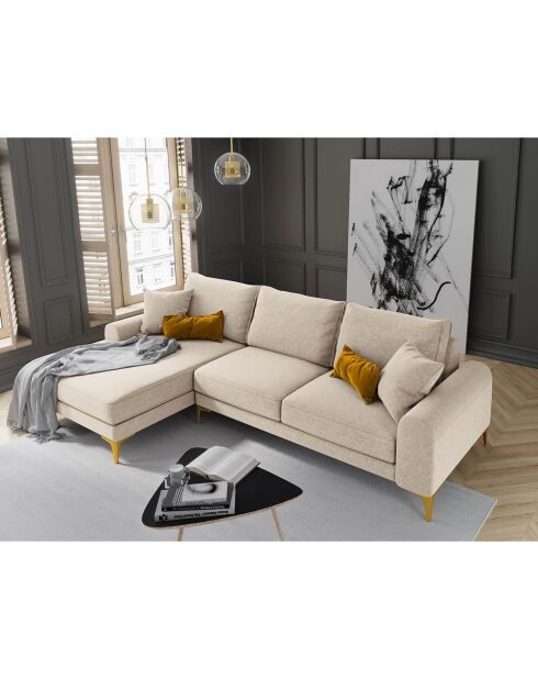 Canapé d'angle gauche 5 places Madara beige - 254x182x90 cm