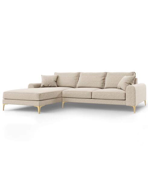 Canapé d'angle gauche 5 places Madara beige - 254x182x90 cm