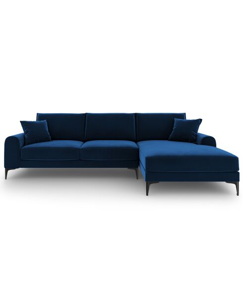 Madara 5-Sitzer-Ecksofa aus Samt rechts königsblau - 254x182x90 cm