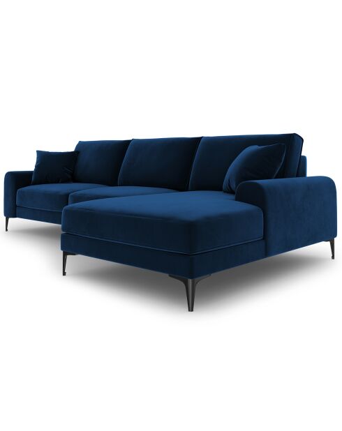 Madara 5-Sitzer-Ecksofa aus Samt rechts königsblau - 254x182x90 cm