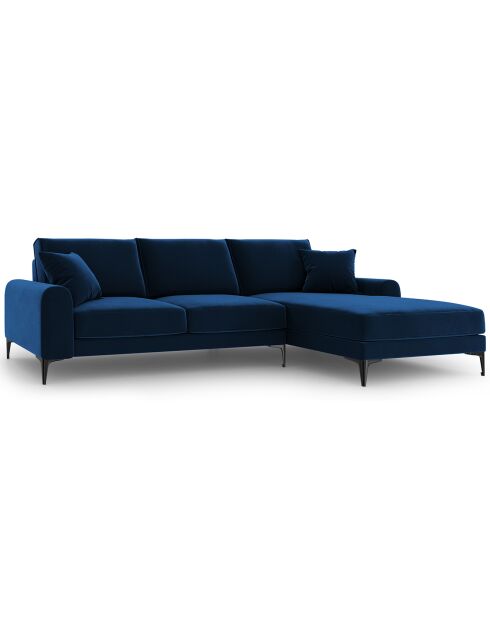 Madara 5-Sitzer-Ecksofa aus Samt rechts königsblau - 254x182x90 cm
