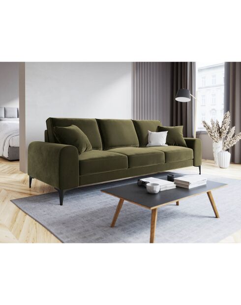 Canapé Velours 3 places Madara vert - 222x102x90 cm