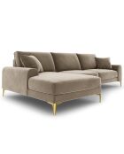 Canapé d'angle gauche Velours 5 places Madara beige - 254x182x90 cm