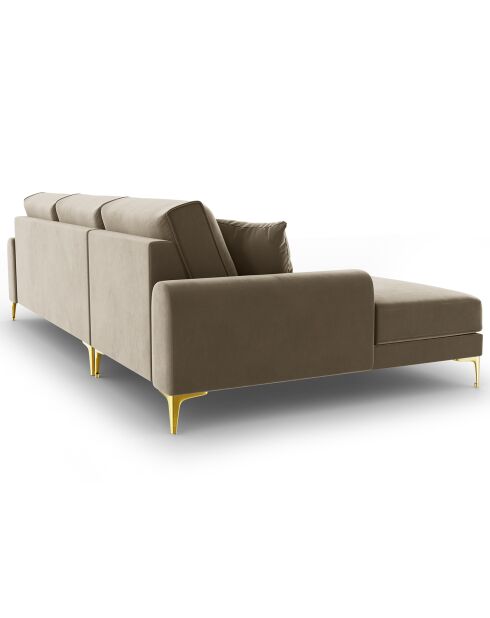 Canapé d'angle gauche Velours 5 places Madara beige - 254x182x90 cm