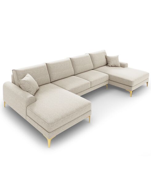 Canapé Panoramique 6 places Madara beige clair - 334x182x90 cm