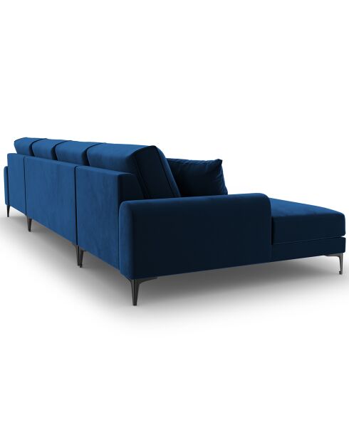 Madara Royal Blue 6-zits fluwelen panoramische bank - 334x182x90 cm