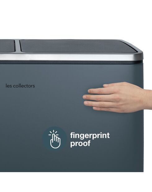 Poubelle de tri à pédale gris foncé - 2x30L