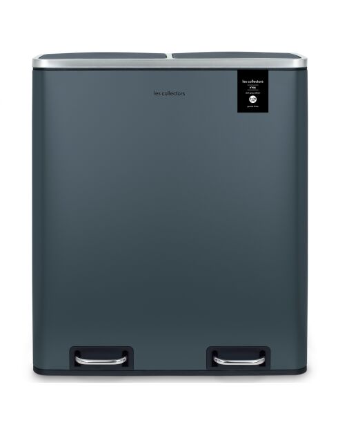 Poubelle de tri à pédale gris foncé - 2x30L