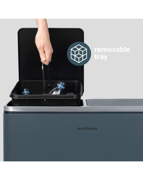 Poubelle de tri à pédale gris foncé - 2x30L