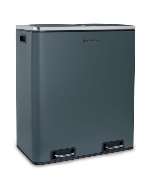 Poubelle de tri à pédale gris foncé - 2x30L