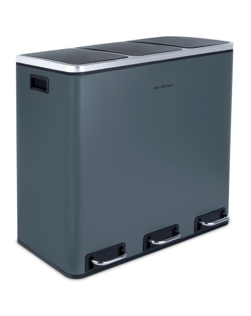 Poubelle de tri à pédale gris foncé - 3x18L