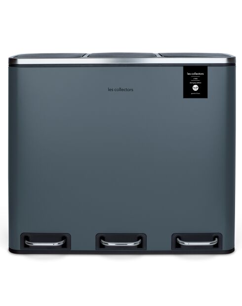 Poubelle de tri à pédale gris foncé - 3x18L