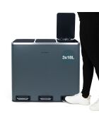 Poubelle de tri à pédale gris foncé - 3x18L