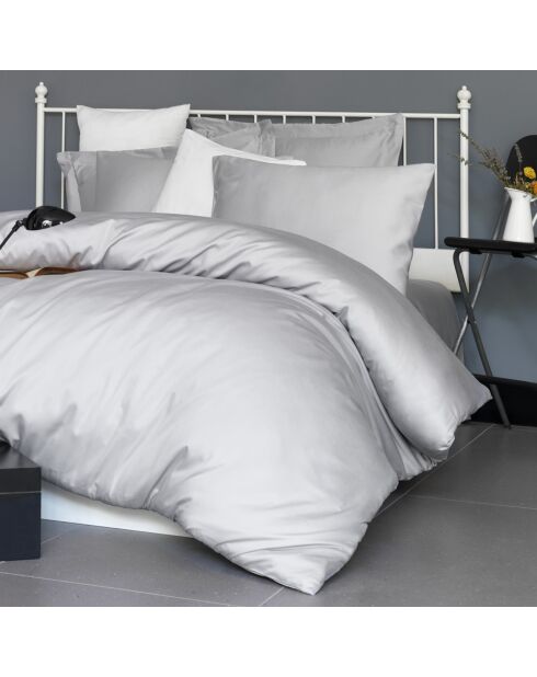 Parure housse de couette 100% Satin de Coton De light grise