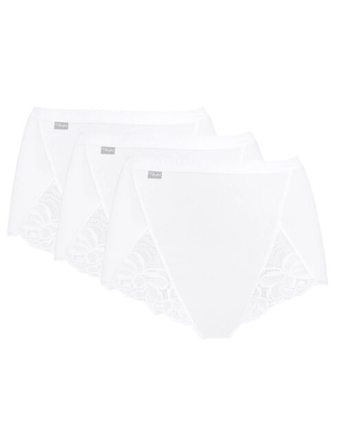 3 Culottes taille haute Coton & Dentelle blanches