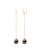 Tropfenohrringe aus Gelbgold und Tahiti-Birne