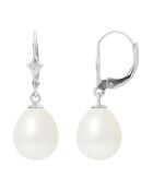 Boucles d'Oreilles en Or blanc & Perles d'Eau Douce poires blanc naturel