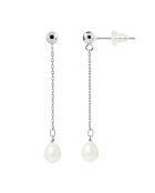 Tropfenohrringe aus Weißgold und Süßwasserperlen mit natürlichen weißen Birnenperlen