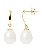 Boucles d'oreilles en Or jaune & Perles d'Eau Douce poires blanc naturel