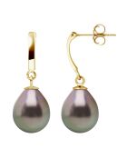 Geelgouden en peervormige Tahitiaanse pareloorbellen