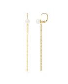 Ohrringe aus Gelbgold und Süßwasserperlen mit natürlichen weißen Knöpfen