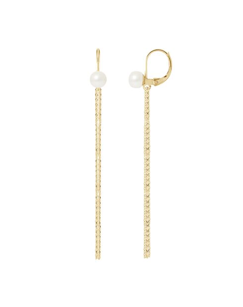 Ohrringe aus Gelbgold und Süßwasserperlen mit natürlichen weißen Knöpfen