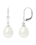Witgouden en natuurlijke zoetwaterpareloorbellen met witte peer