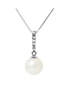 Prestige-Halskette aus Weißgold, 0,03 ct Diamanten und natürlicher weißer runder Süßwasserperle