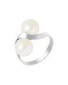 Toi & Moi-ring in witgoud en natuurlijke witte ronde zoetwaterparels