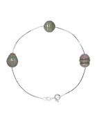 Brazalete de plata rodiada y perlas tahitianas rodeadas