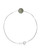 Pulsera de plata rodiada y perla de Tahití en círculo
