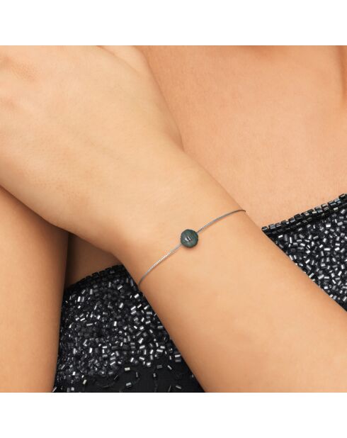 Pulsera de plata rodiada y perla de Tahití en círculo