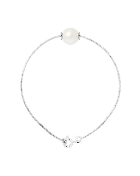 Ronde kruisende zoetwaterparelarmband van gerhodineerd zilver en natuurlijk wit