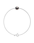 Armband aus Rhodium-Silber und runde Tahiti-Perle