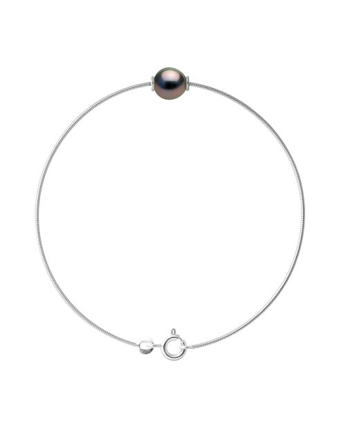 Armband aus Rhodium-Silber und runde Tahiti-Perle